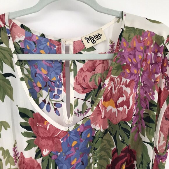 show me your Mumu Floral Print Romper Elastic Waist & Keyhole Back size large - Picture 3 of 14